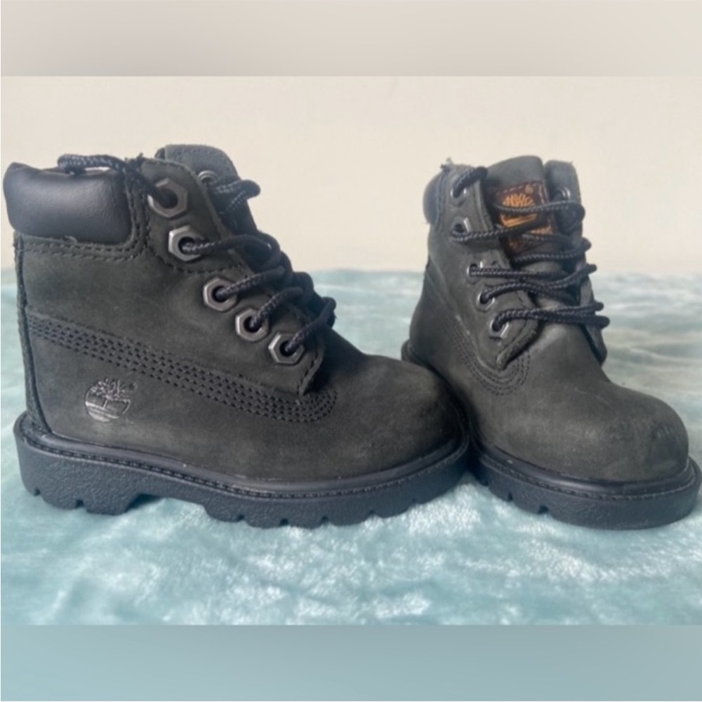 Timberland Classic Toddlers Leather Boots Black Waterproof Size 5